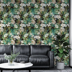Green Botanical Wallpaper – Natural Peel-and-Stick Bedroom Living Room Design