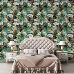 Green Botanical Wallpaper – Natural Peel-and-Stick Bedroom Living Room Design
