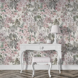 Vintage Blush Floral Wallpaper – Romantic Peel-and-Stick Bedroom Living Room Design