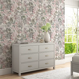 Vintage Blush Floral Wallpaper – Romantic Peel-and-Stick Bedroom Living Room Design