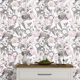 Blush Pink Floral Wallpaper – Soft Romantic Peel-and-Stick Bedroom Design