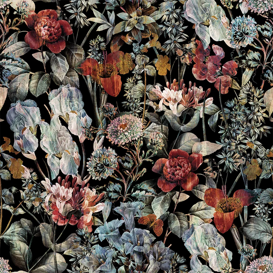 Black Burgundy Botanical Wallpaper