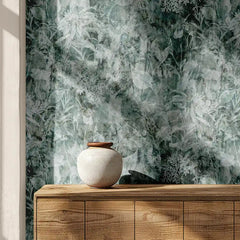 Moody Sage Green Floral Botanical Wallpaper – Dark Peel-and-Stick Bedroom Design