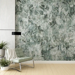 Moody Sage Green Floral Botanical Wallpaper – Dark Peel-and-Stick Bedroom Design