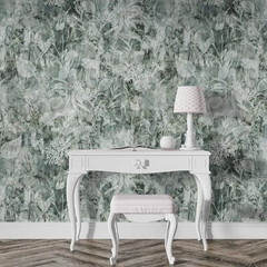Moody Sage Green Floral Botanical Wallpaper – Dark Peel-and-Stick Bedroom Design