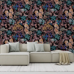 Moody Botanical Wallpaper – Dark Peel-and-Stick Bedroom Accent Wall Design