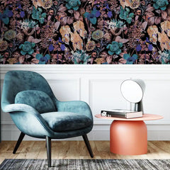Moody Botanical Wallpaper – Dark Peel-and-Stick Bedroom Accent Wall Design