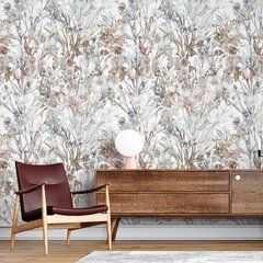 Neutral Watercolor Botanical Wallpaper – Minimal Peel-and-Stick Bedroom Design