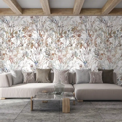 Neutral Watercolor Botanical Wallpaper – Minimal Peel-and-Stick Bedroom Design