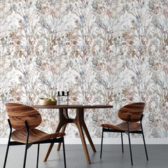 Neutral Watercolor Botanical Wallpaper – Minimal Peel-and-Stick Bedroom Design