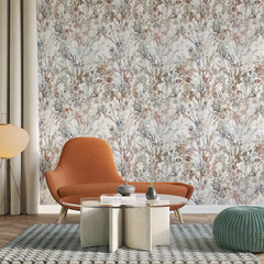 Neutral Watercolor Botanical Wallpaper – Minimal Peel-and-Stick Bedroom Design