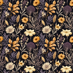 Black Beige Floral Wallpaper – Elegant Peel-and-Stick Bedroom Accent Wall Design