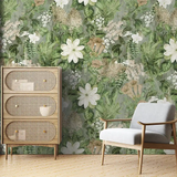 Green Botanical Wallpaper – Natural Peel-and-Stick Bedroom Living Room Design