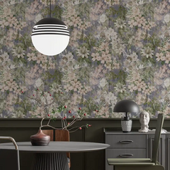 Lavender Botanical Wallpaper – Soft Peel-and-Stick Bedroom Living Room Design