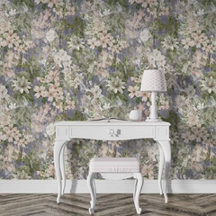 Lavender Botanical Wallpaper – Soft Peel-and-Stick Bedroom Living Room Design