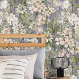 Lavender Botanical Wallpaper – Soft Peel-and-Stick Bedroom Living Room Design