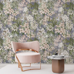 Lavender Botanical Wallpaper – Soft Peel-and-Stick Bedroom Living Room Design
