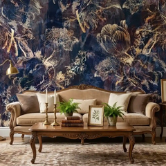 Luxury Dark Floral Wallpaper – Moody Peel-and-Stick Bedroom Accent Wall Design