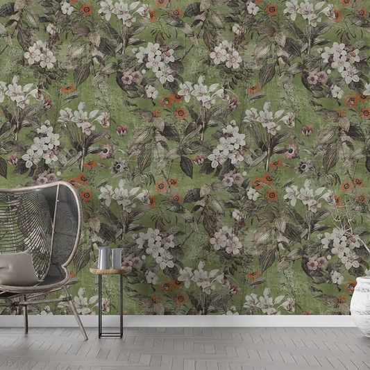 Olive Rust Botanical Wallpaper
