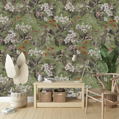 Olive Rust Botanical Wallpaper