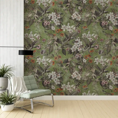 Olive Rust Botanical Wallpaper