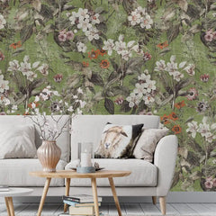 Olive Rust Botanical Wallpaper