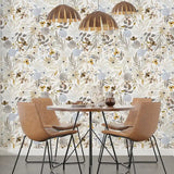 Beige Gray Floral Wallpaper – Soft Peel-and-Stick Bedroom Living Room Design