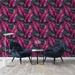 Pink Teal Tropical Wallpaper – Vibrant Peel-and-Stick Bedroom Living Room Design