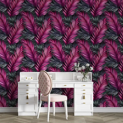 Pink Teal Tropical Wallpaper – Vibrant Peel-and-Stick Bedroom Living Room Design
