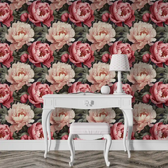 Pink Peony Floral Wallpaper – Romantic Peel-and-Stick Bedroom Living Room Design
