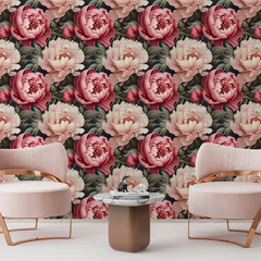 Pink Peony Floral Wallpaper – Romantic Peel-and-Stick Bedroom Living Room Design