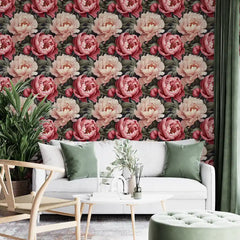 Pink Peony Floral Wallpaper – Romantic Peel-and-Stick Bedroom Living Room Design