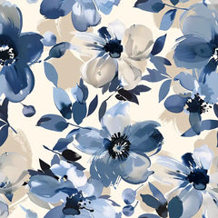 Blue Watercolor Floral Wallpaper – Abstract Botanical Peel-and-Stick Bedroom Design