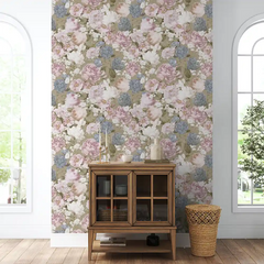 Beige Pink Floral Wallpaper – Soft Peel-and-Stick Bedroom Living Room Design