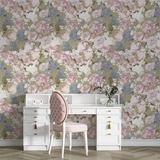 Beige Pink Floral Wallpaper – Soft Peel-and-Stick Bedroom Living Room Design