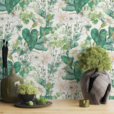 Emerald Green Botanical Wallpaper – Bold Peel-and-Stick Bedroom Living Room Design