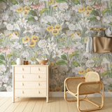 Soft Sage Green Botanical Wallpaper – Natural Peel-and-Stick Bedroom Living Room