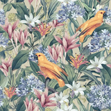 Golden Parrot Botanical Wall Mural – Peel-and-Stick Large Bedroom Living Room Design