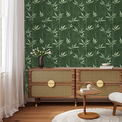 Elegant Bamboo Leaf Zen Wallpaper – Asian Natural Peel-and-Stick Bedroom Office