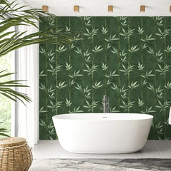 Elegant Bamboo Leaf Zen Wallpaper – Asian Natural Peel-and-Stick Bedroom Office