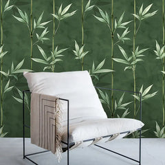 Elegant Bamboo Leaf Zen Wallpaper – Asian Natural Peel-and-Stick Bedroom Office
