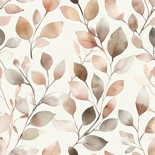 Soft Neutral Leaf Wallpaper Watercolor Botanical Pattern Minimal Elegant Nature Wall Design