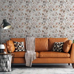 Soft Neutral Watercolor Leaf Wallpaper – Minimal Elegant Peel-and-Stick Bedroom Design
