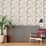 Soft Neutral Watercolor Leaf Wallpaper – Minimal Elegant Peel-and-Stick Bedroom Design