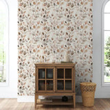Soft Neutral Watercolor Leaf Wallpaper – Minimal Elegant Peel-and-Stick Bedroom Design