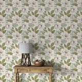 Soft Neutral Floral Wallpaper – Minimal Classic Peel-and-Stick Bedroom Office Design
