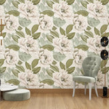 Soft Neutral Floral Wallpaper – Minimal Classic Peel-and-Stick Bedroom Office Design