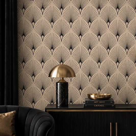 Art Deco Fan Wallpaper – Glamorous Geometric Peel-and-Stick Bedroom Living Room