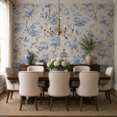 Blue Chinoiserie Garden Wallpaper
