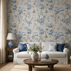 Blue Chinoiserie Garden Wallpaper